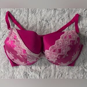Cacique Fuchsia Bra with Lace Accents